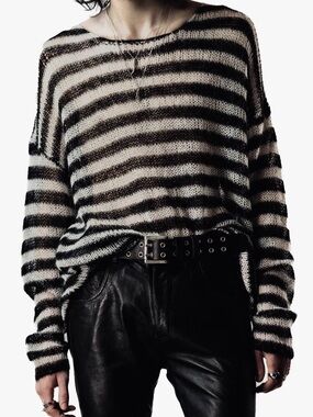 OTHER UK Unisex Black & Dirty White Sweater